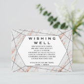Roos Gold Geometric Marble Wedding Wishing Well Informatiekaartje (Staand voorkant)