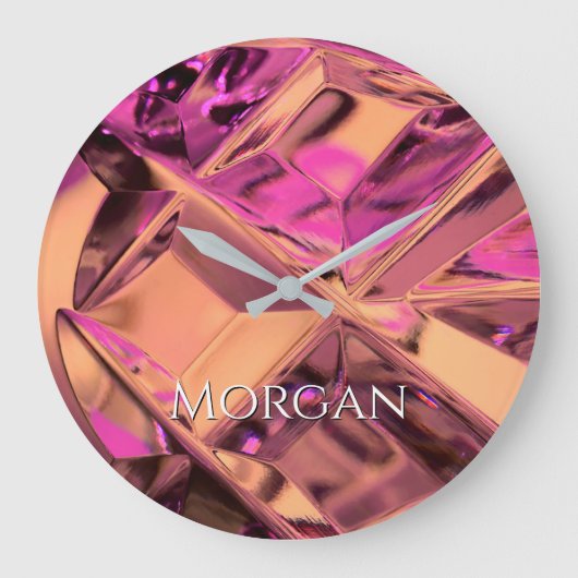 Roos Gold Geometric Metal, DIY Name in White Grote Klok (Voorkant)