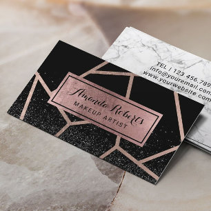 Roos Gold Geometric Modern Black Glitter Salon Visitekaartje