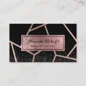 Roos Gold Geometric Modern Zwart Glitter Salon Visitekaartje (Voorkant)