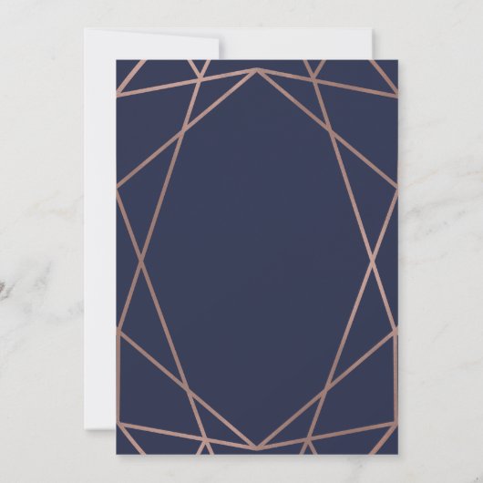 Roos Gold Geometric op Navy Blue Graduation Party Kaart (Achterkant)