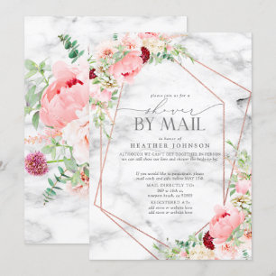 Roos Gold Geometric Pink Floral Vrijgezellenfeest  Kaart