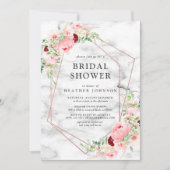 Roos Gold Geometric Pink Floral Vrijgezellenfeest Kaart (Voorkant)