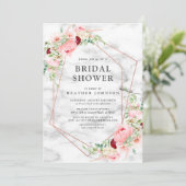 Roos Gold Geometric Pink Floral Vrijgezellenfeest Kaart (Staand voorkant)