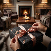 Roos Gold Geometrics op mat zwart ontwerp Inpakpapier Vel