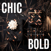 Roos Gold Geometrics op mat zwart ontwerp Inpakpapier Vel