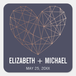 Roos Gold Geometrisch hart gepersonaliseerd gunsti Vierkante Sticker