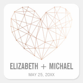 Roos Gold Geometrisch hart gepersonaliseerd gunsti Vierkante Sticker