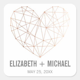 Roos Gold Geometrisch hart gepersonaliseerd gunsti Vierkante Sticker