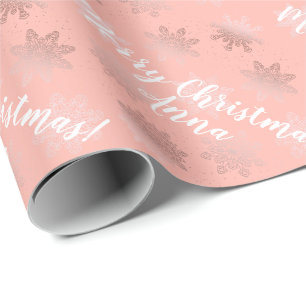 Roos Gold-gepersonaliseerd kerstpatroon Cadeaupapier
