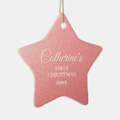 Roos Gold gepersonaliseerde eerste kerstster Keramisch Ornament (Rechts)