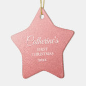 Roos Gold gepersonaliseerde eerste kerstster Keramisch Ornament (Links)