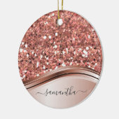 Roos Gold gepersonaliseerde handgeschreven glitter Keramisch Ornament (Links)