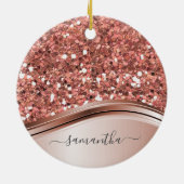 Roos Gold gepersonaliseerde handgeschreven glitter Keramisch Ornament (Achterkant)