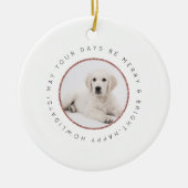 Roos Gold-gepersonaliseerde hond-fotofeestdag Keramisch Ornament (Voorkant)