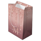 Roos Gold Gift Bag Custom Uw Letter en Naam Medium Cadeauzakje (Achterkant Gekanteld)