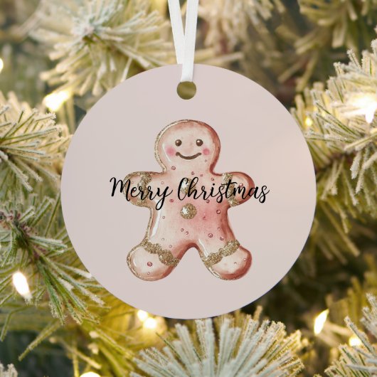 Roos Gold Gingerbread Cookie en Tree Metalen Ornament (Insitu)