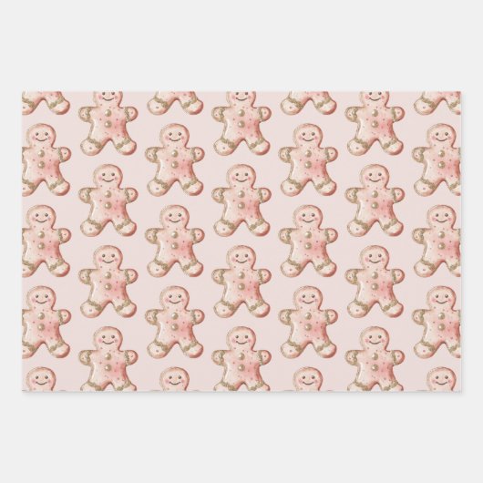 Roos Gold Gingerbread Cookie Kerstbomen Inpakpapier Vel (Voorkant 3)