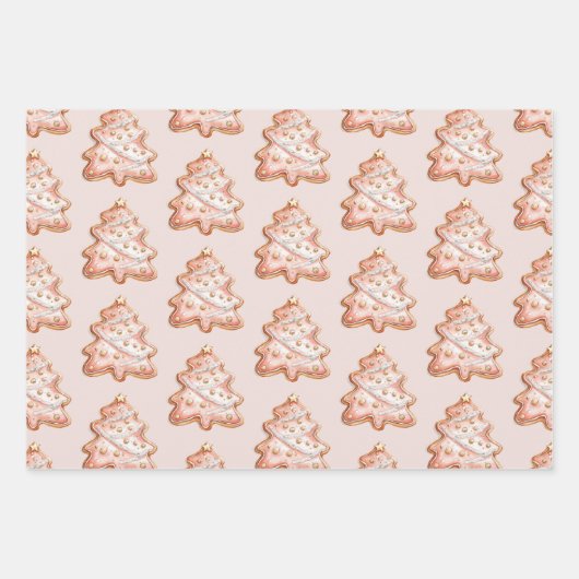 Roos Gold Gingerbread Cookie Kerstbomen Inpakpapier Vel (Voorkant 2)
