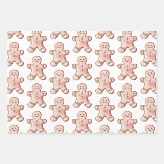 Roos Gold Gingerbread Cookie Kerstbomen Inpakpapier Vel (Voorkant)