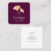 Roos Gold Ginkgo Leaf Logo Vierkante Visitekaartje (Voorkant / Achterkant)