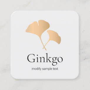 Roos Gold Ginkgo Leaf Logo Vierkante Visitekaartje