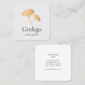 Roos Gold Ginkgo Leaf Logo Vierkante Visitekaartje (Voorkant / Achterkant)