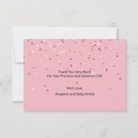 Roos Gold GIRL Baby shower DANK U Foto + Tekst Bedankkaart (Achterkant)