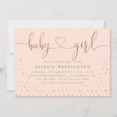 Roos Gold Girl Baby shower, zoet kleurrijk Kaart (Voorkant)