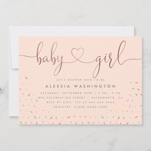 Roos Gold Girl Baby shower, zoet kleurrijk Kaart (Voorkant)