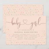 Roos Gold Girl Baby shower, zoet kleurrijk Kaart (Voorkant / Achterkant)