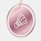 Roos Gold Girls Badminton Theme Name & Year Pink Keramisch Ornament (Links)