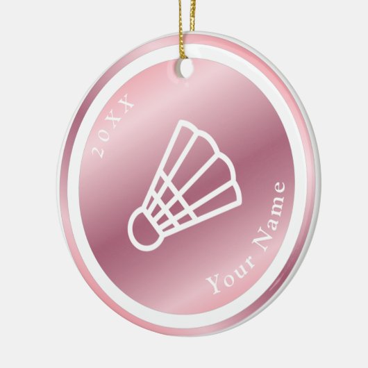 Roos Gold Girls Badminton Theme Name & Year Pink Keramisch Ornament (Links)