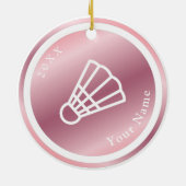 Roos Gold Girls Badminton Theme Name & Year Pink Keramisch Ornament (Achterkant)