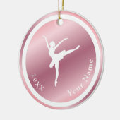 Roos Gold Girls Ballerina Dancer Name & Year Pink Keramisch Ornament (Links)