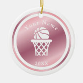 Roos Gold Girls Basketball Thema Name & Year Pink Keramisch Ornament (Voorkant)