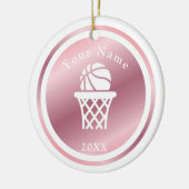 Roos Gold Girls Basketball Thema Name & Year Pink Keramisch Ornament (Links)