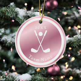 Roos Gold Girls Golfer Golf Theme Name & Year Pink Keramisch Ornament