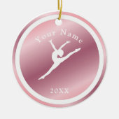 Roos Gold Girls Gymnastiek Theme Name & Year Pink Keramisch Ornament (Voorkant)