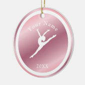 Roos Gold Girls Gymnastiek Theme Name & Year Pink Keramisch Ornament (Links)