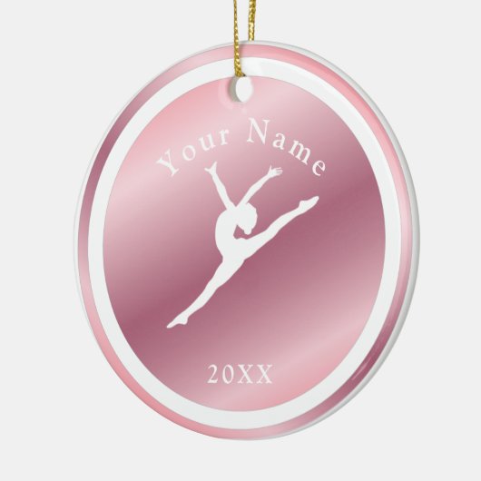 Roos Gold Girls Gymnastiek Theme Name & Year Pink Keramisch Ornament (Links)