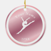 Roos Gold Girls Gymnastiek Theme Name & Year Pink Keramisch Ornament (Achterkant)