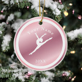 Roos Gold Girls Gymnastiek Theme Name & Year Pink Keramisch Ornament