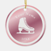 Roos Gold Girls Ice Skating Theme Name & Year Pink Keramisch Ornament (Voorkant)