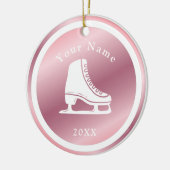 Roos Gold Girls Ice Skating Theme Name & Year Pink Keramisch Ornament (Links)