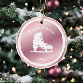 Roos Gold Girls Ice Skating Theme Name & Year Pink Keramisch Ornament