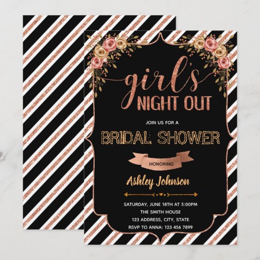 Roos Gold Girls Night Out - thema Kaart (Voorkant / Achterkant)