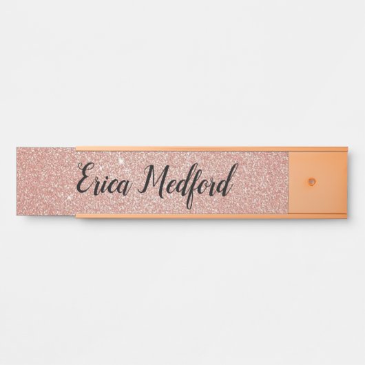 Roos Gold Girly Glitter Blush Roze Deurteken Deurbordje (Voorkant)