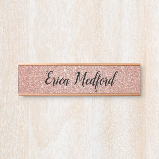 Roos Gold Girly Glitter Blush Roze Deurteken Deurbordje (Voorkant)