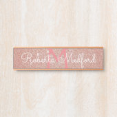 Roos Gold Girly Glitter Monogrammed Deurbord Deurbordje (Voorkant)
